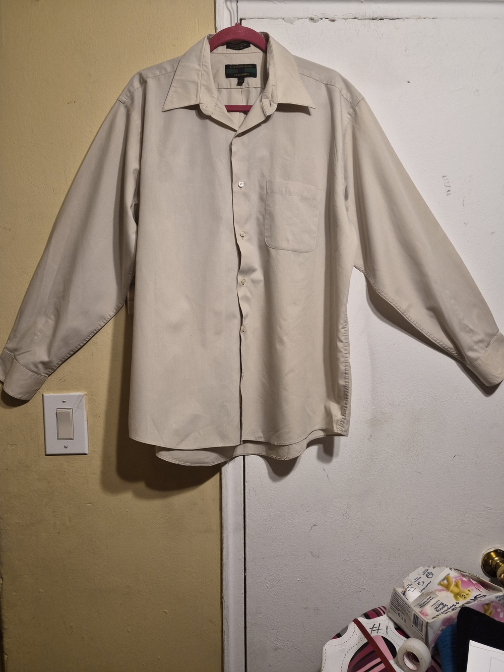 Alexander Julian Colours Beige Button Down Shirt Size L (16 1/2)